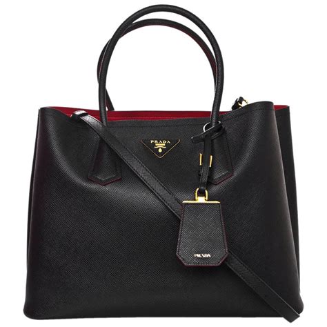 black prada handbag with red lining|prada saffiano tote black.